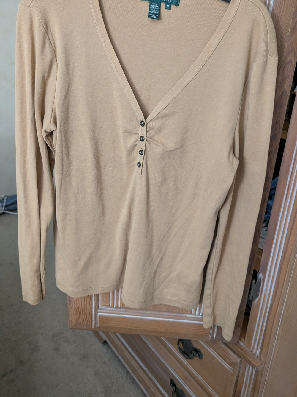 Ralph Lauren Beige Long-Sleeve V-Neck Henley Top